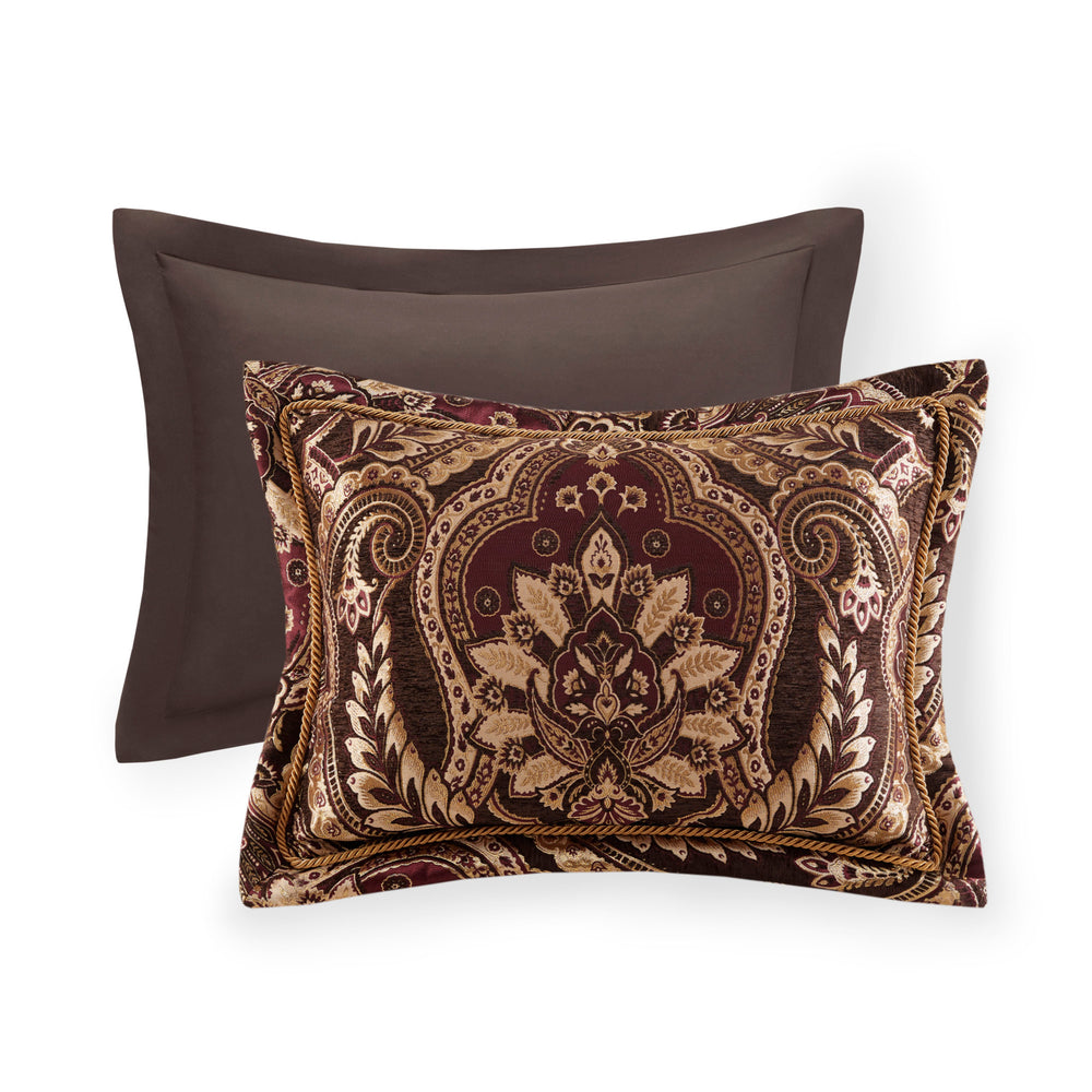 4 Piece Comforter Set Burgundy King Media 6