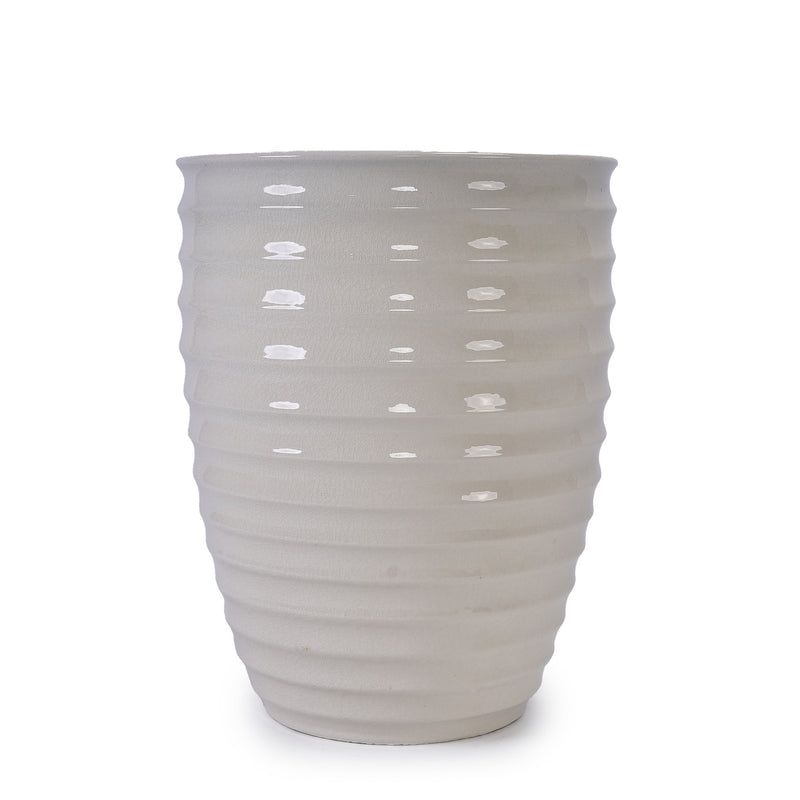 Ceramic Flowerpot, Modern Planter for Patio, Garden, Windowsill - Milk White