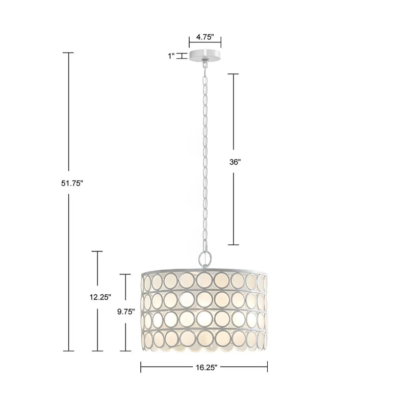 Chandelier 4-Light Glass Drum Shade Mid-Century Living Room Lighting