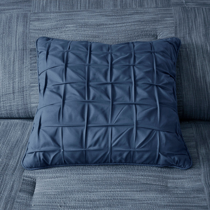 7 Piece Printed Seersucker Comforter Set Navy Cal King