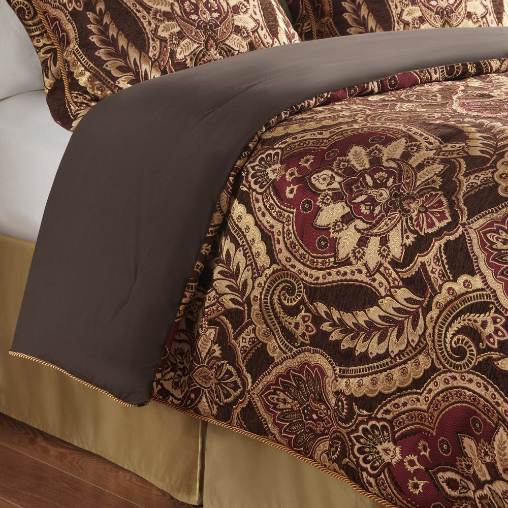 4 Piece Comforter Set Burgundy Cal King Media 4