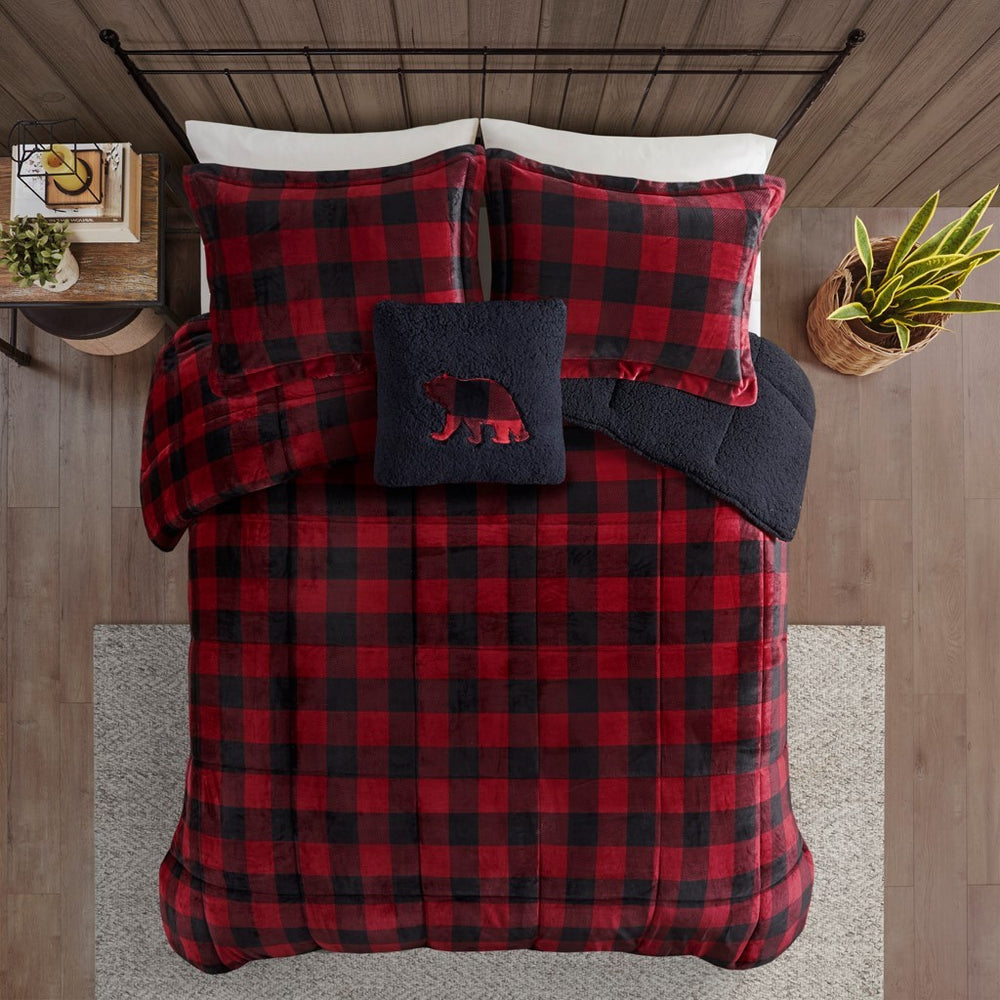 Full/Queen Plush to Sherpa Down Alternative Comforter Set Media 9
