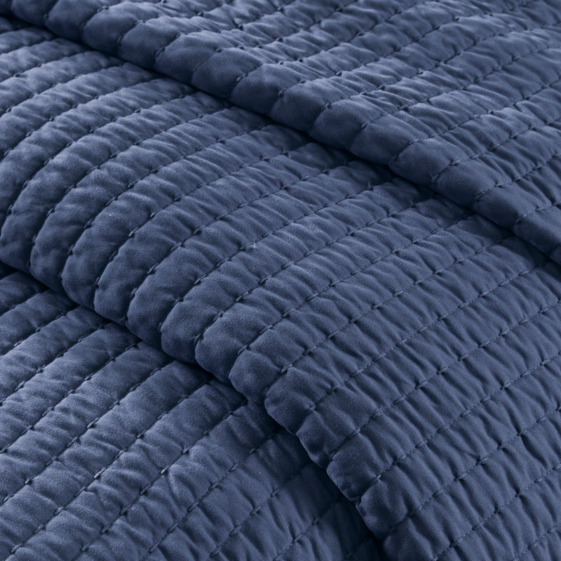 3 Piece Quilt Set Navy King/Cal King