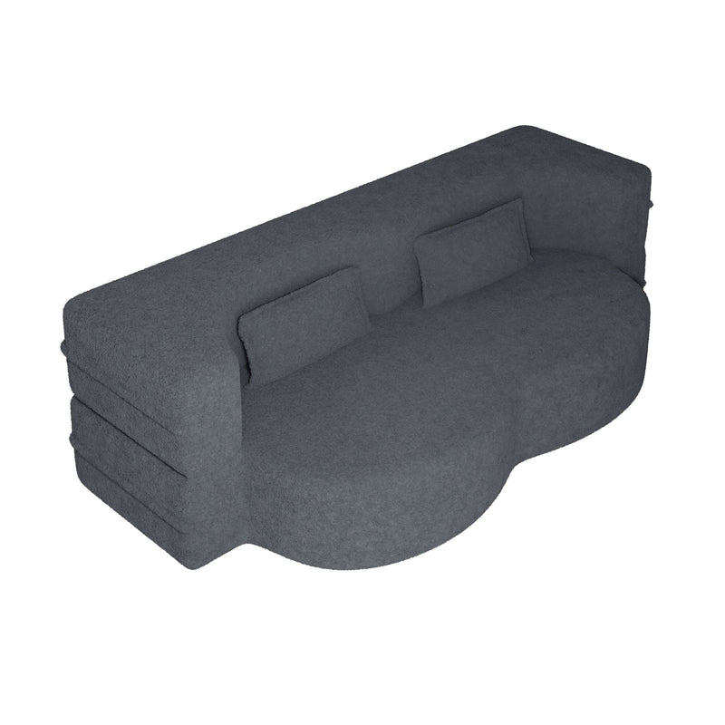 Sofa Bed Teddy Fabric Modern Grey Full Size Living Room Lounge Area
