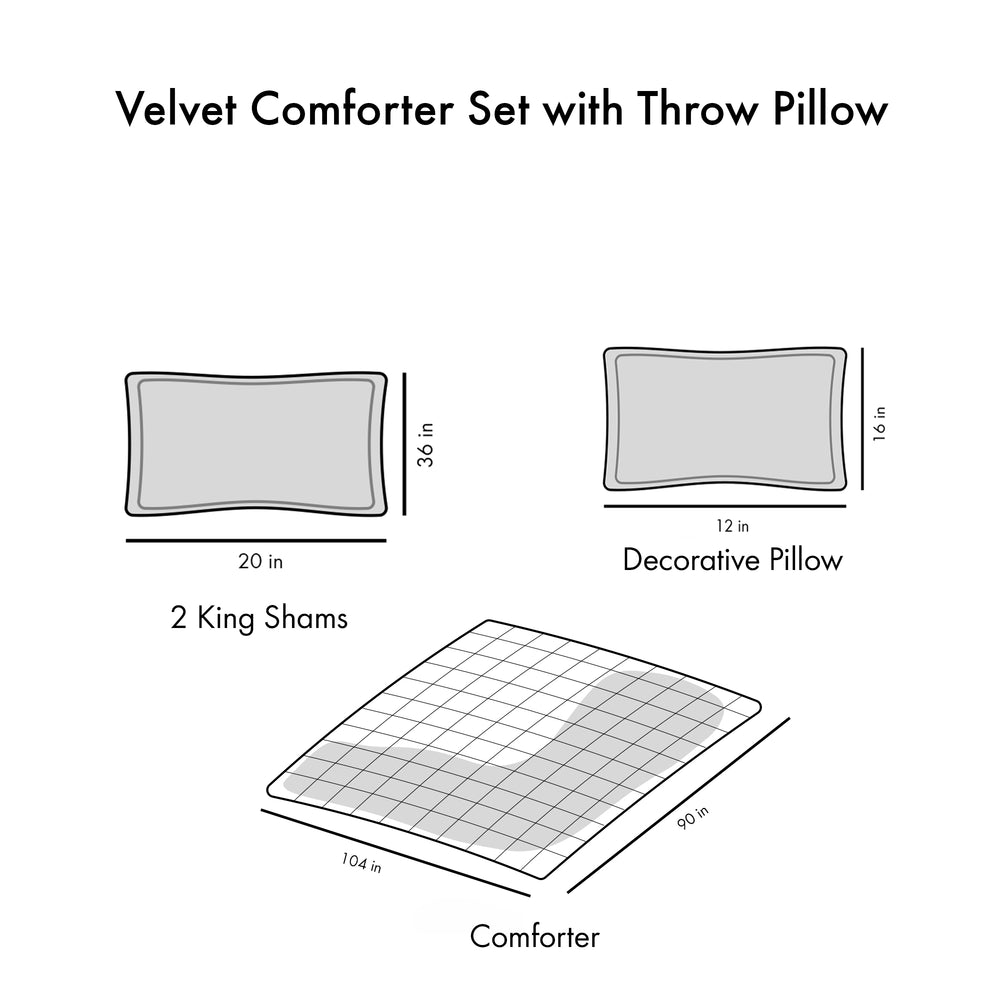 King/Cal King Velvet Comforter Set with Throw Pillow Media 13