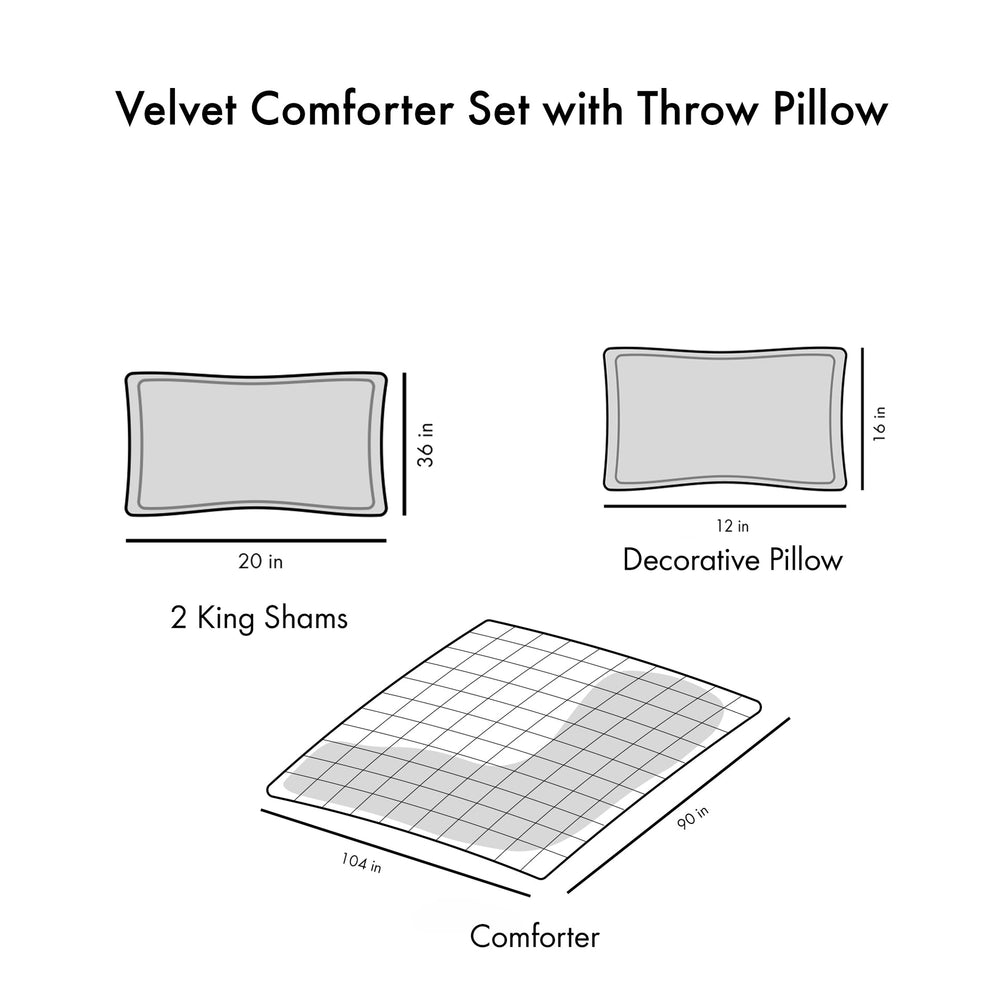 King/Cal King Velvet Comforter Set with Throw Pillow Media 13
