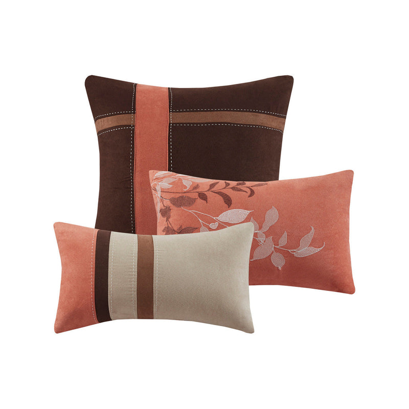 7 Piece Faux Suede Comforter Set Coral Cal King