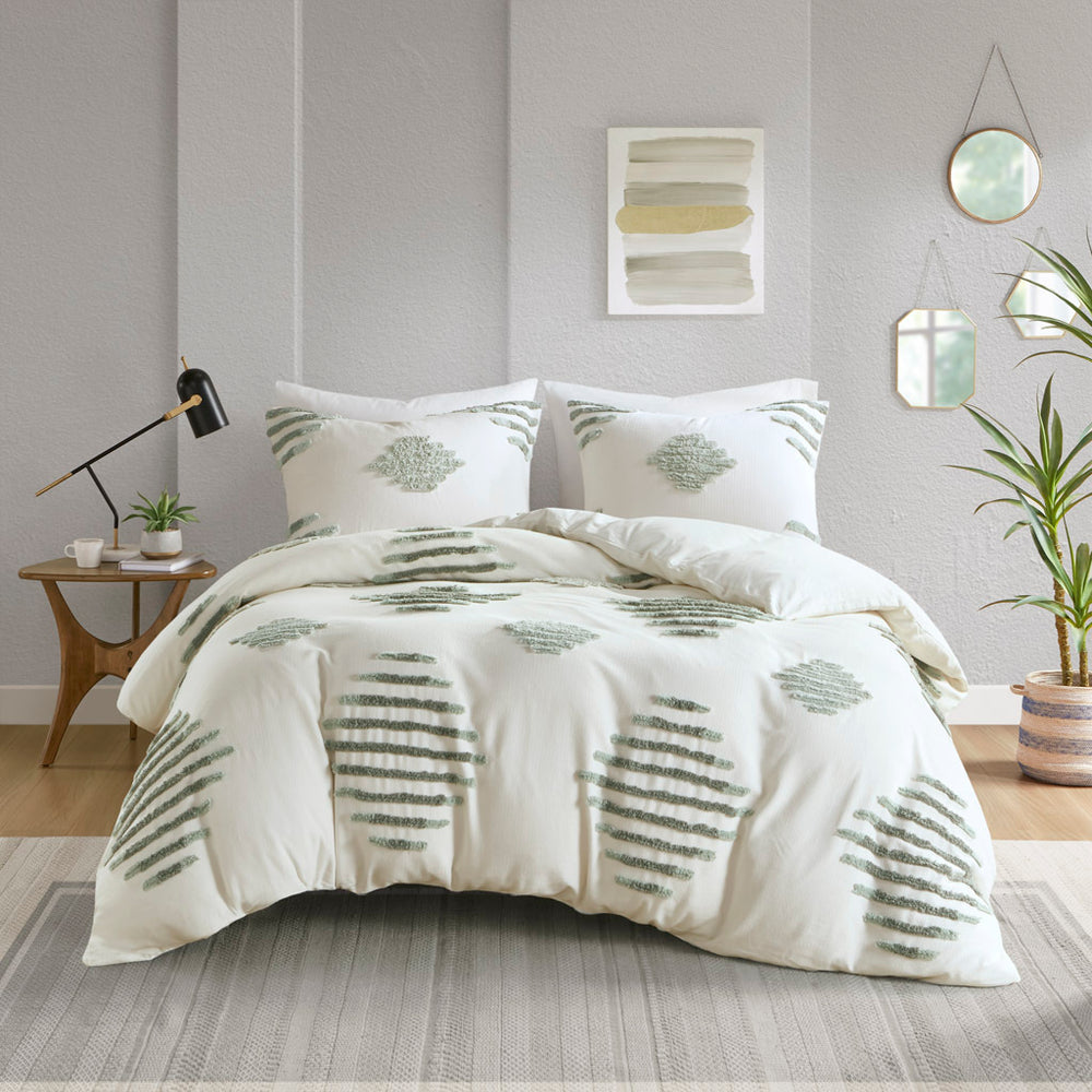 King/Cal King 3 Piece Cotton Blend Chenille Duvet Cover Set Media 10