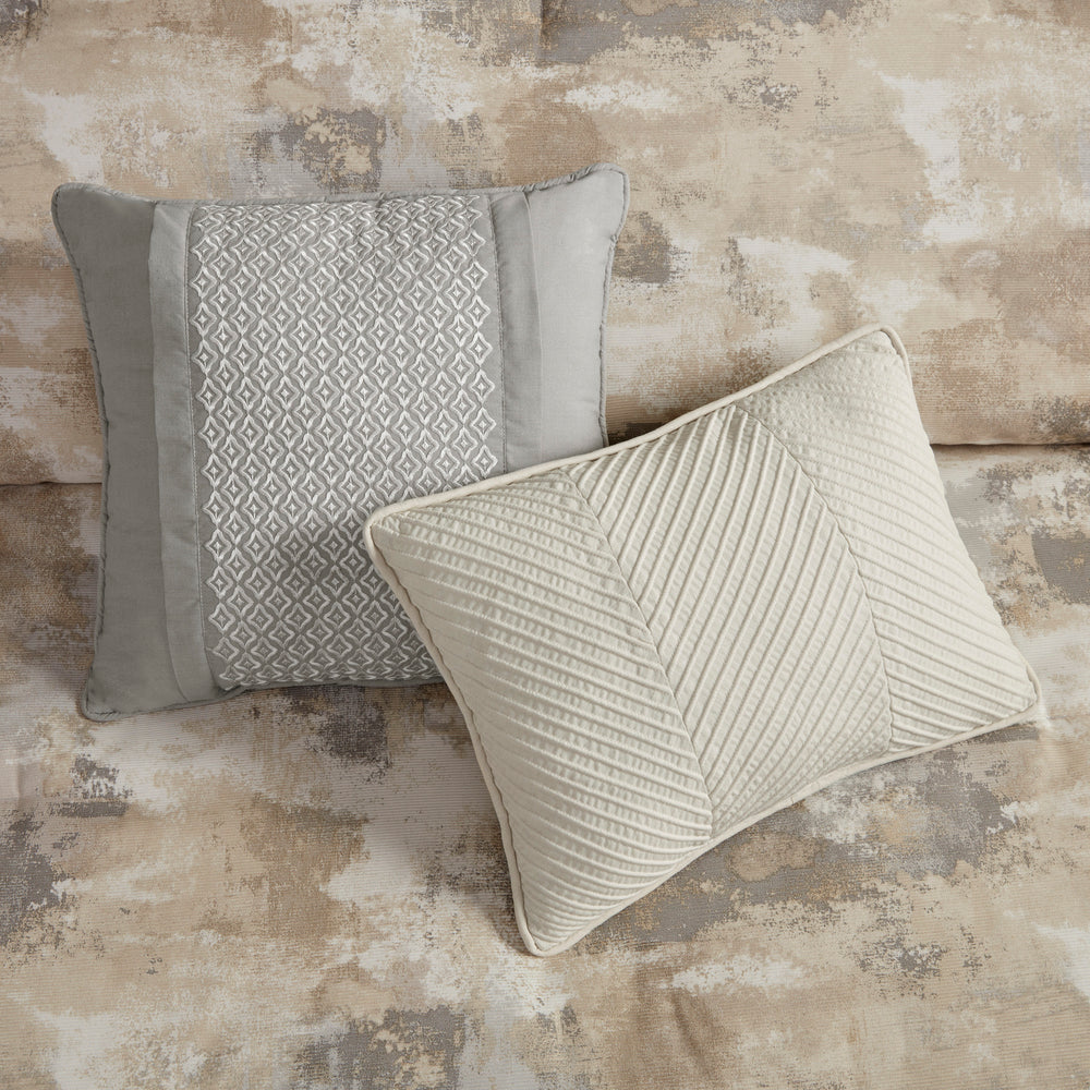 7 Piece Textured Cotton Blend Comforter Set Gray King Media 8