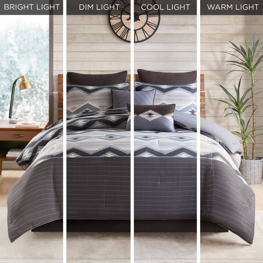 8-Piece King Comforter Set,Blue Media 5
