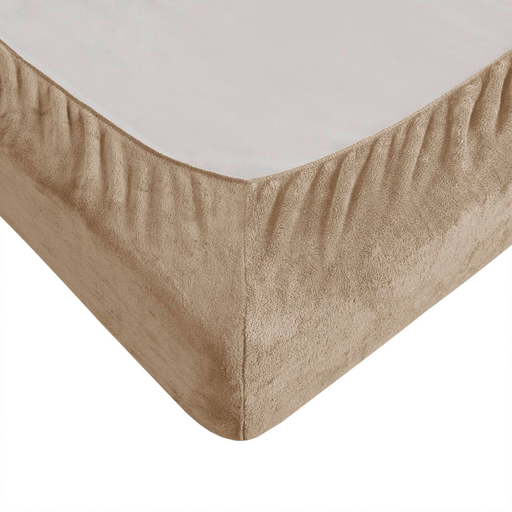 4 PCS Full Micro Plush Sheet Set Taupe Media 14