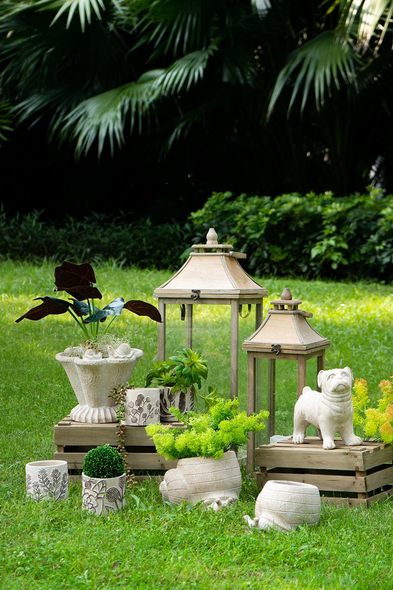 8.3x7x4.7' Decorative Sand and Cement Snail Planter with Textured Beige Finish