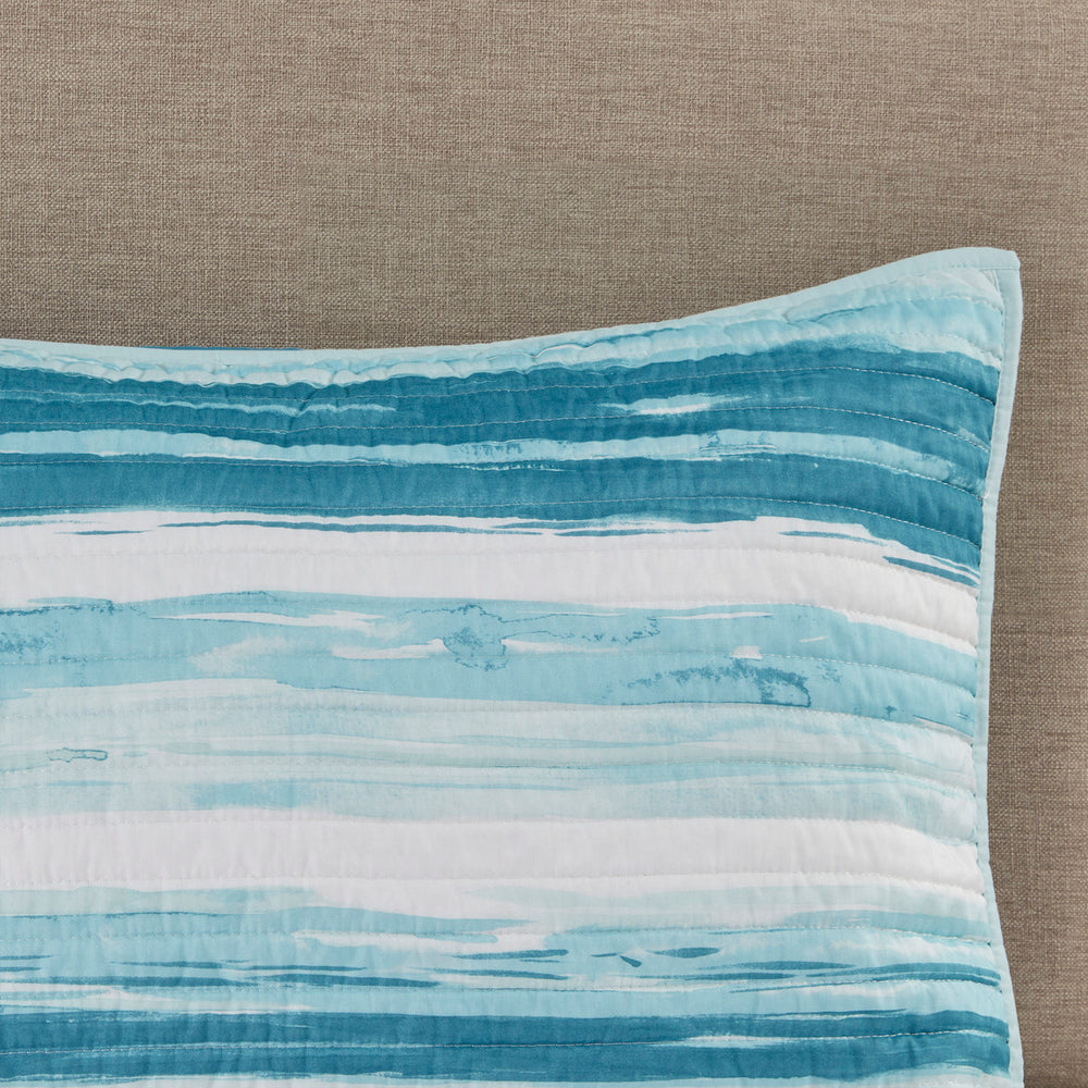 6 Piece Printed Quilt Set with Throw Pillows Aqua King/Cal King Media 7
