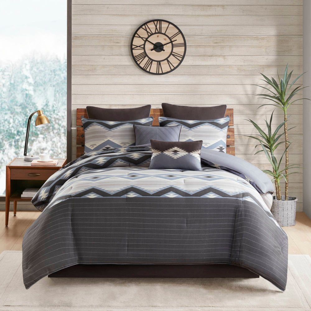8-Piece Cal King Comforter Set,Blue Media 21