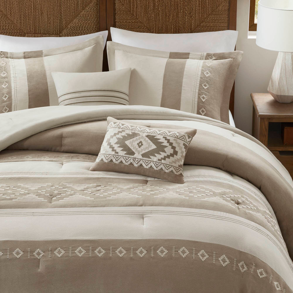 5-Piece King Comforter 5pcs Set,Taupe Media 20