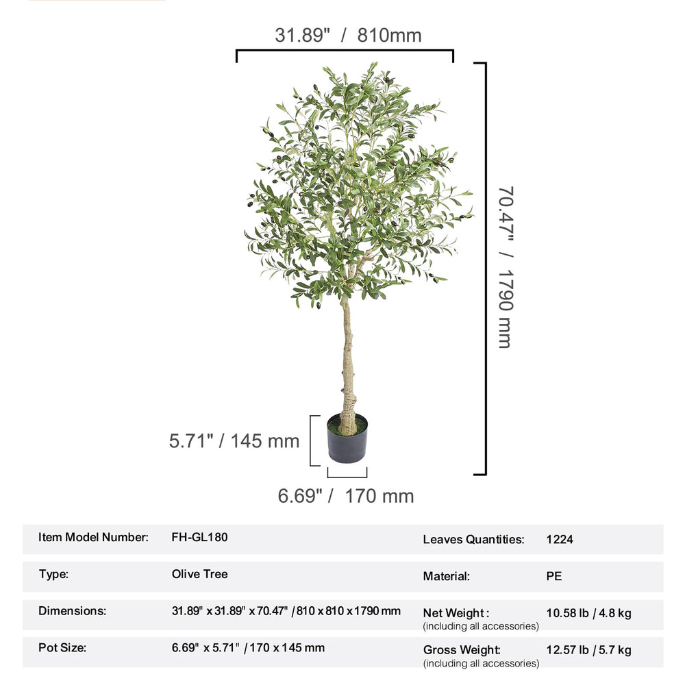 Artificial Olive Tree, 6 FT Tall Faux Plant, Secure PE Material & Anti-Tip Tilt Protection Low-Maintenance Plant, Lifelike Green Fake Potted Tree for Home Office Warehouse Decor Indoor Outdoor Media 7