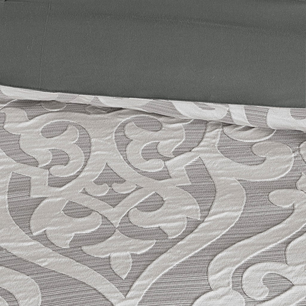 8 Piece Jacquard Comforter Set Silver/Silver Queen Media 4