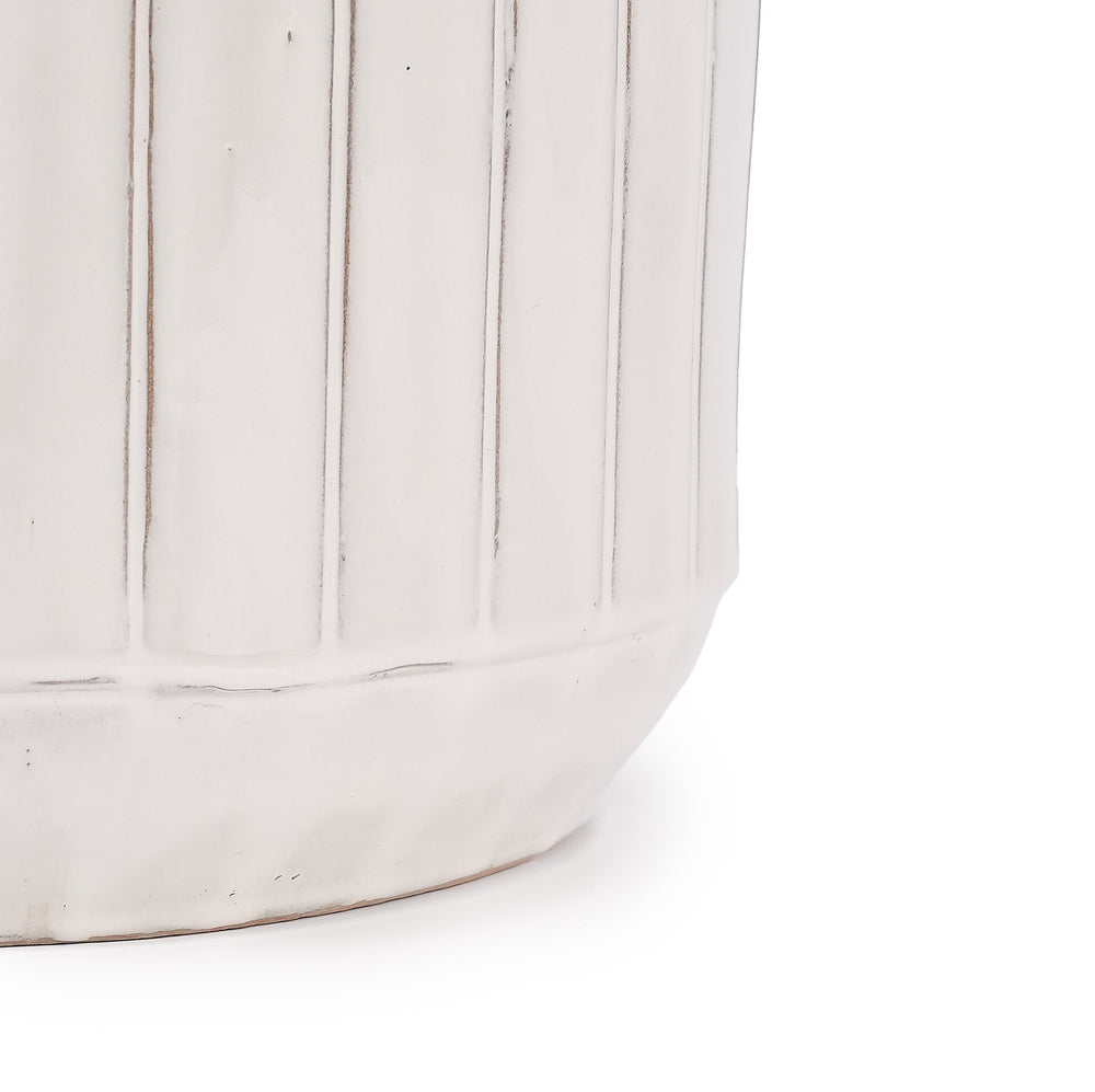 Handmade White Ceramic Planter Set of 4, 6/8/10/12 Inch Diameter, Vertical Line Pattern for Succulents & Cacti, Indoor/Outdoor Use on Windowsill & Bookshelf, Breathable Material Media 15