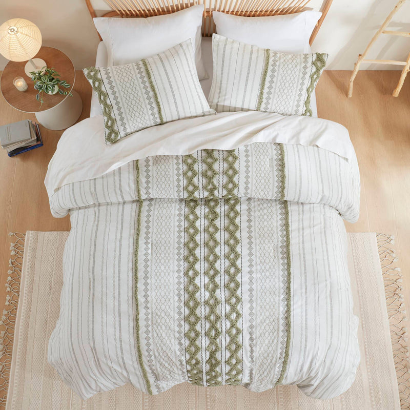 3 PCS Cotton Printed Comforter Set with Chenille