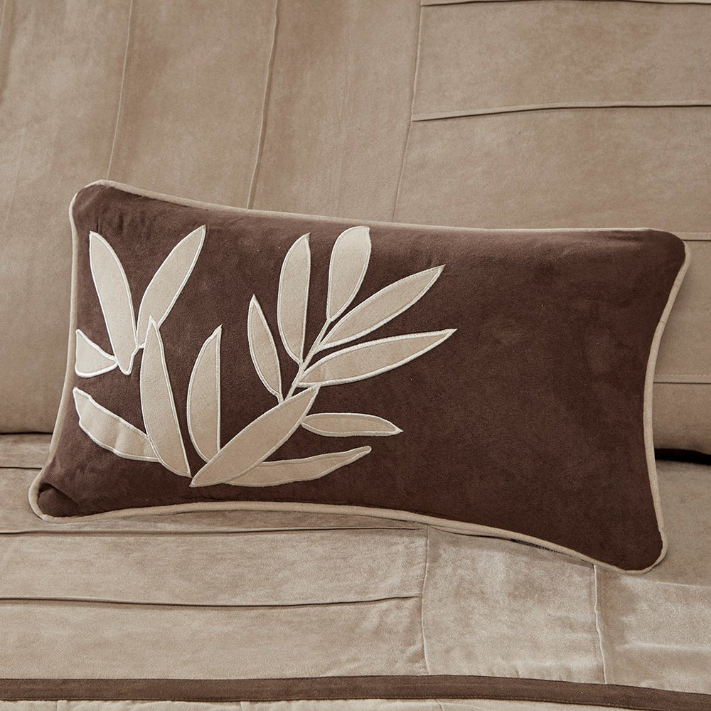 7 Piece Faux Suede Comforter Set Beige King Media 4