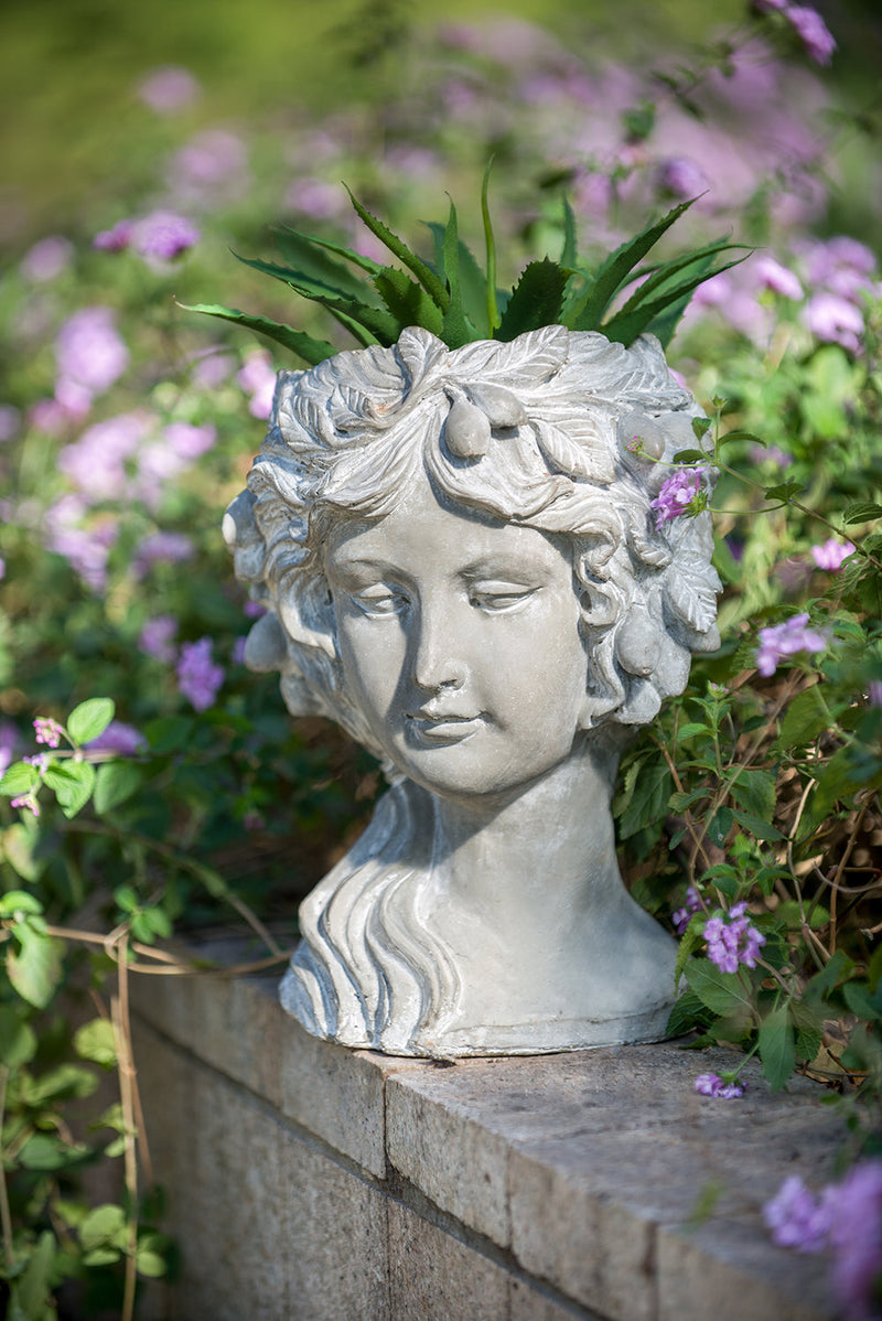 Cement Bust Wall Planter - Indoor Outdoor Home Garden Decor, 8' x 9' x 11.5'