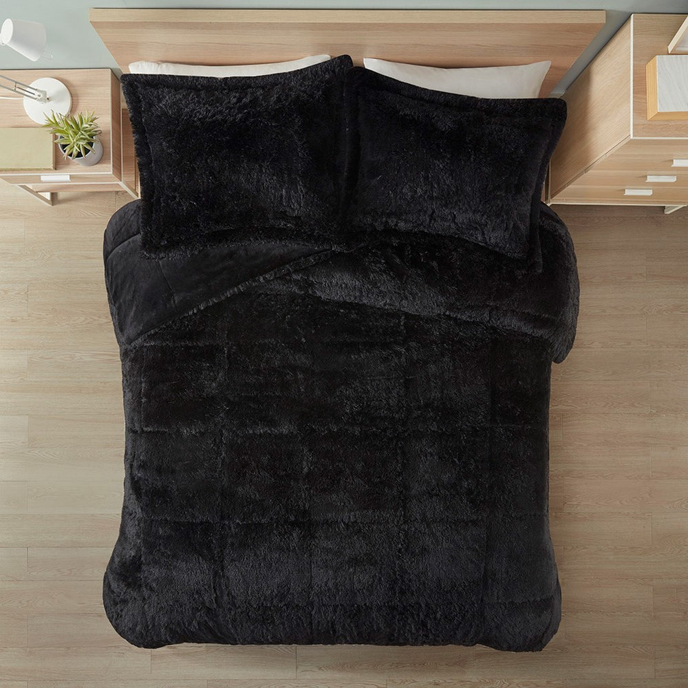 Twin/Twin XL Shaggy Long Fur Comforter Mini Set Media 4