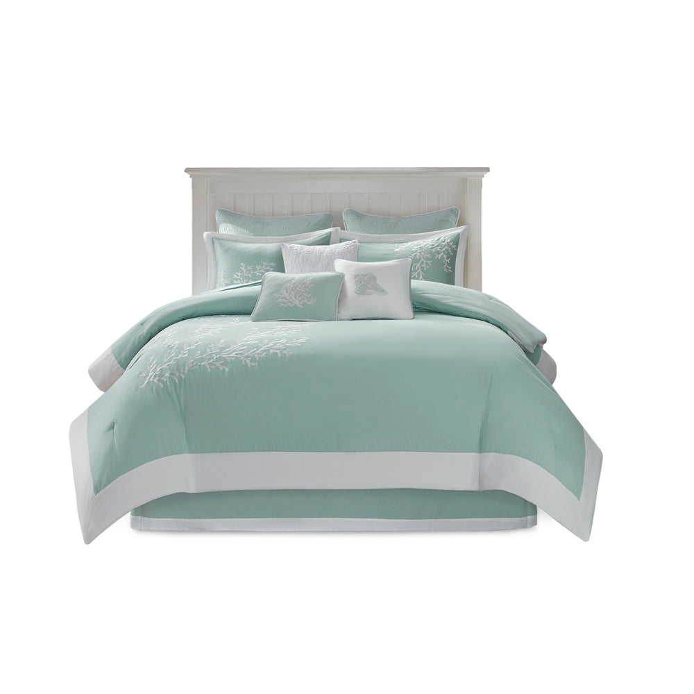 Oversized Cotton Jacquard Comforter Set Aqua Cal King Media 10