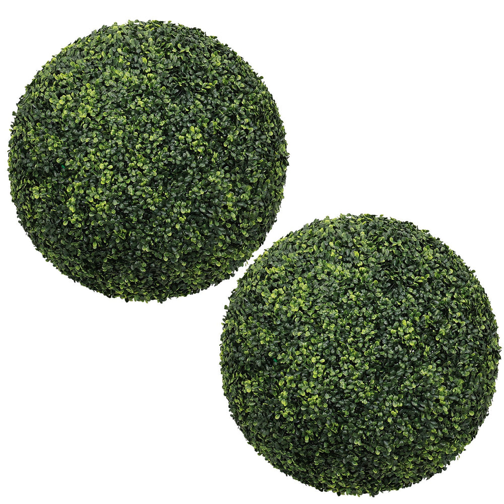 22.4IN dark Artificial Topiary Balls Outdoor Faux Boxwood Large Decorative Green Spheres for Garden Front Porch Patio Planter Decoration, 2pcs/set Media 2