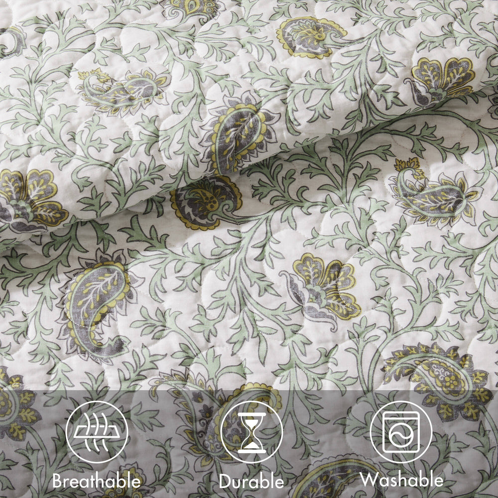 6 Piece Cotton Percale Quilt Set with Throw Pillows King/Cal King Media 3