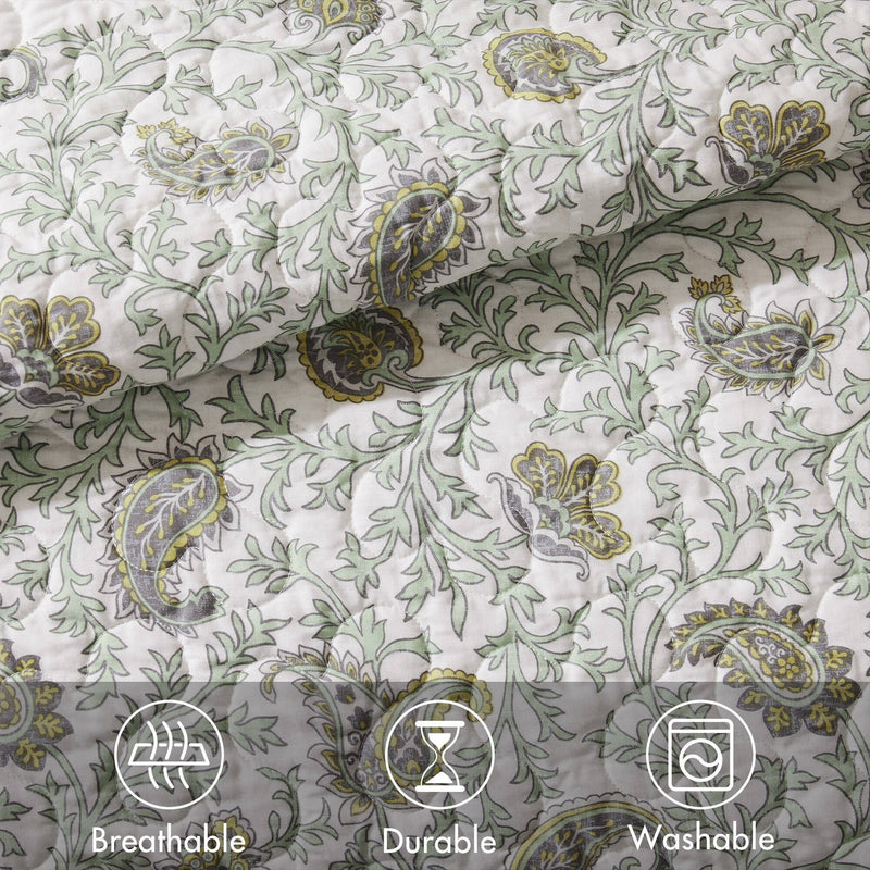 6 Piece Cotton Percale Quilt Set with Throw Pillows King/Cal King