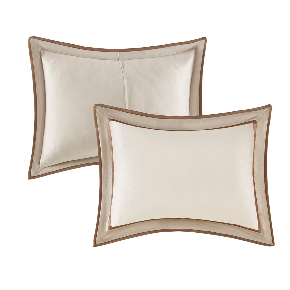 7 Piece Comforter Set Taupe/Brown Queen Media 9