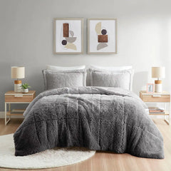 Ombre Shaggy Long Fur Comforter Mini Set perspective