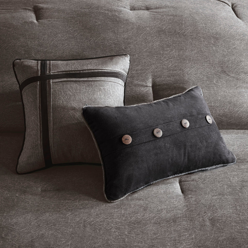 7 Piece Faux Suede Comforter Set Grey Cal King