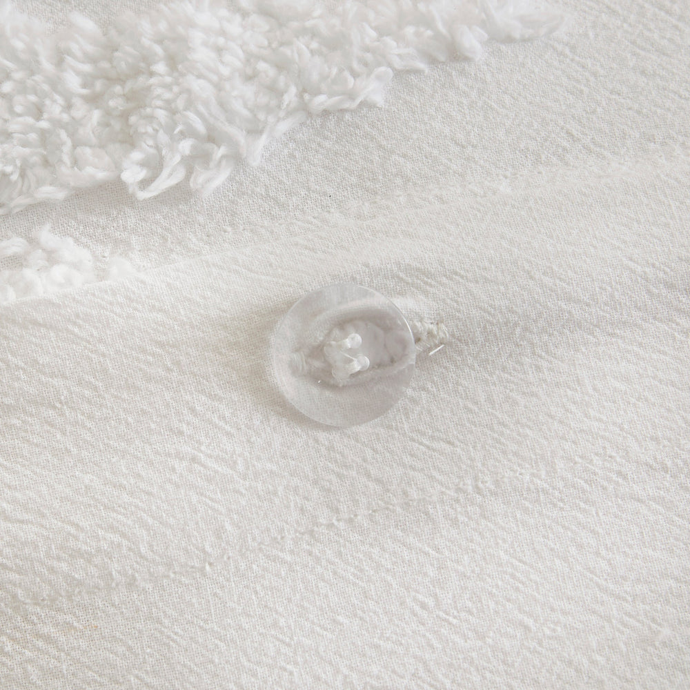 Full/Queen 3 Piece Tufted Cotton Chenille Palm Duvet Cover Set Media 5