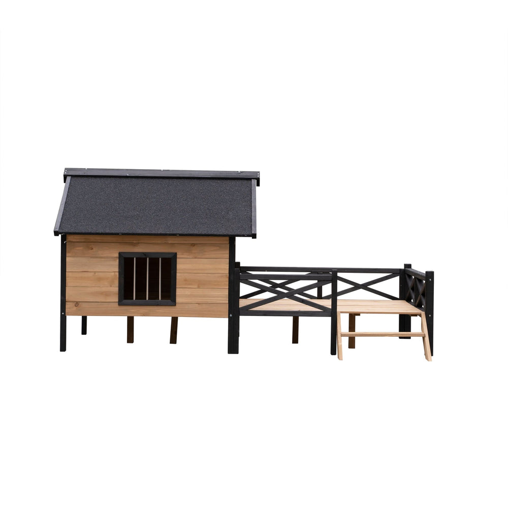 Outdoor Large Wooden Cabin House Style Wooden Dog Kennel with Porch Media 9