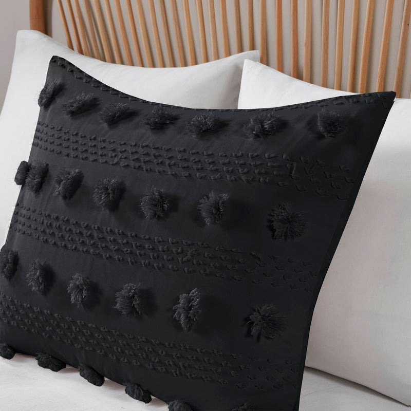 2 PCS Twin/Twin XL Clip Jacquard Duvet Cover Set Black
