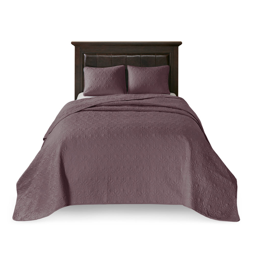Reversible Bedspread Set Purple Queen Media 10