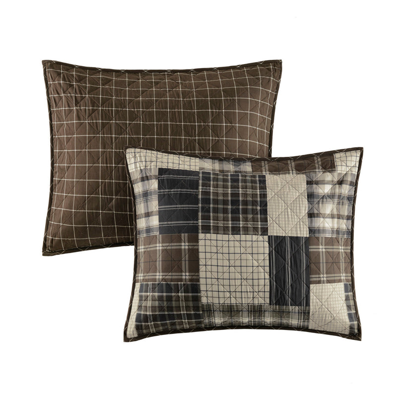 3 Piece Reversible Printed Quilt Set Black/Brown King/Cal King