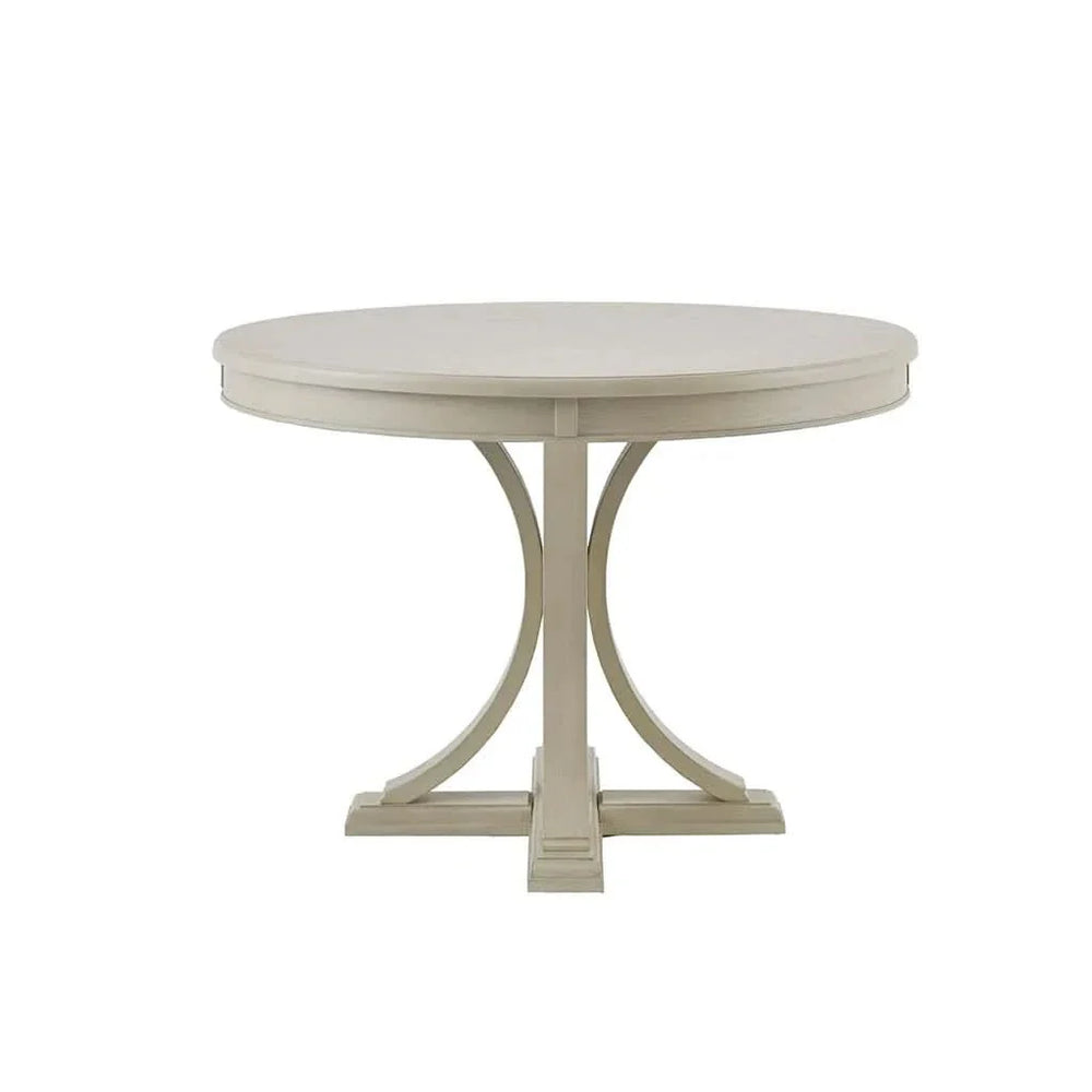 Round Dining Table Solid Wood Cream Finish Seats 4 To 6 Dining Room Media 2