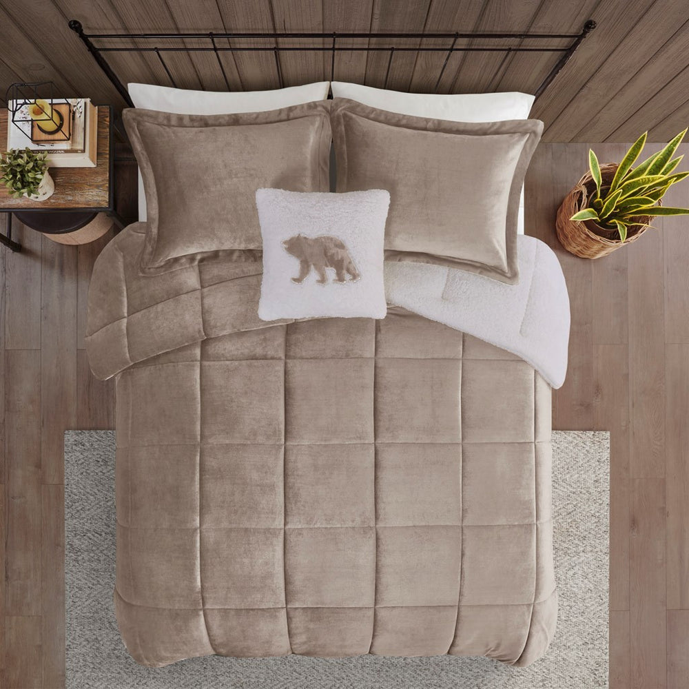 Full/Queen Plush to Sherpa Down Alternative Comforter Set Media 5