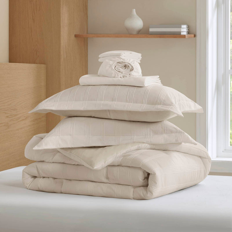 7-Piece Cal King Woven Striped Comforter Set
