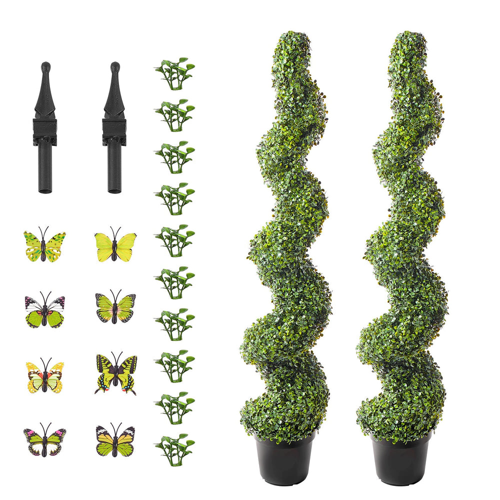 2 Pack 5' Artificial Boxwood Topiary Tree Faux Plant UV Decor In/Outdoor Media 7