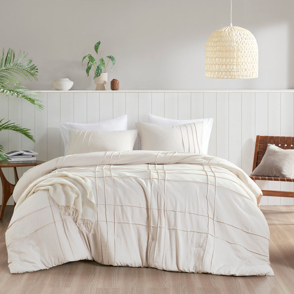 3-Piece Cal King Soft Washed Pleated Comforter Set Media 20