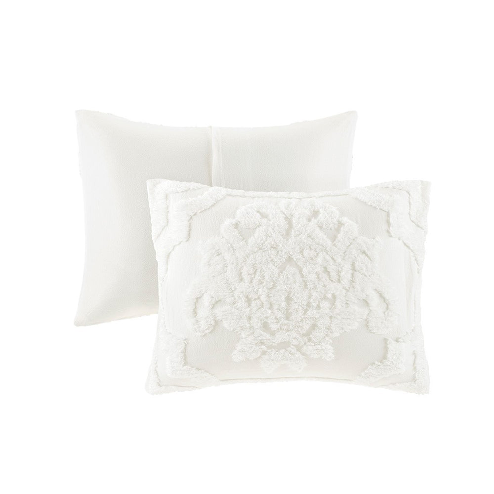 King/Cal King 3 Piece Tufted Cotton Chenille Damask Duvet Cover Set Media 15