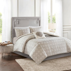 4 Piece Embroidered Cotton Reversible Duvet Cover Set perspective