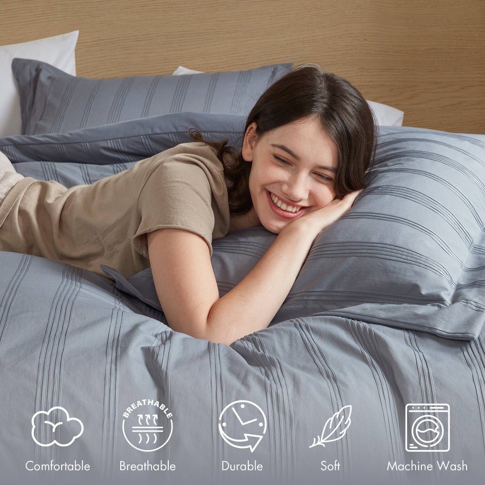 7-Piece Queen Woven Striped Comforter Set Media 4