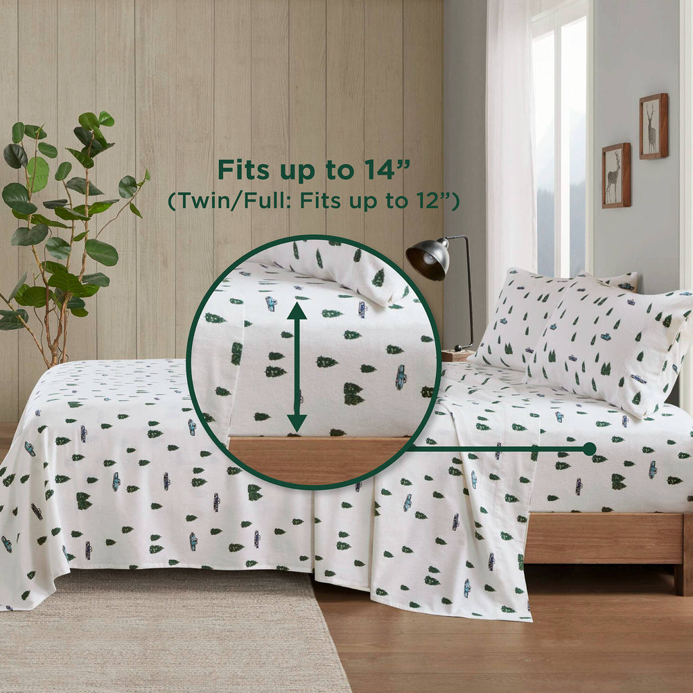 3 PCS Twin Sheet Set Green Trees & Trucks Media 4