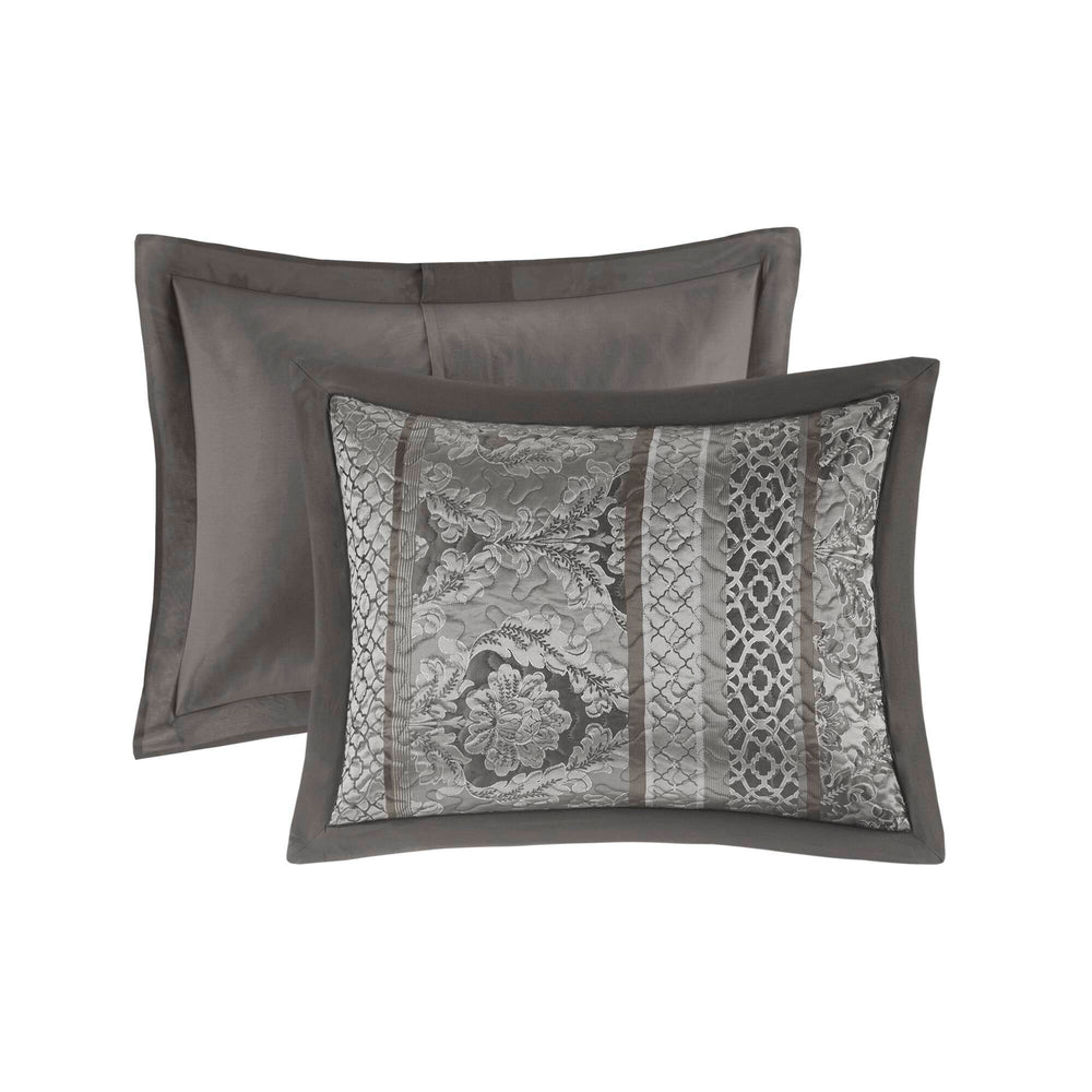 5-Piece King 5 Piece Reversible Jacquard Bedspread Set,Grey Media 2