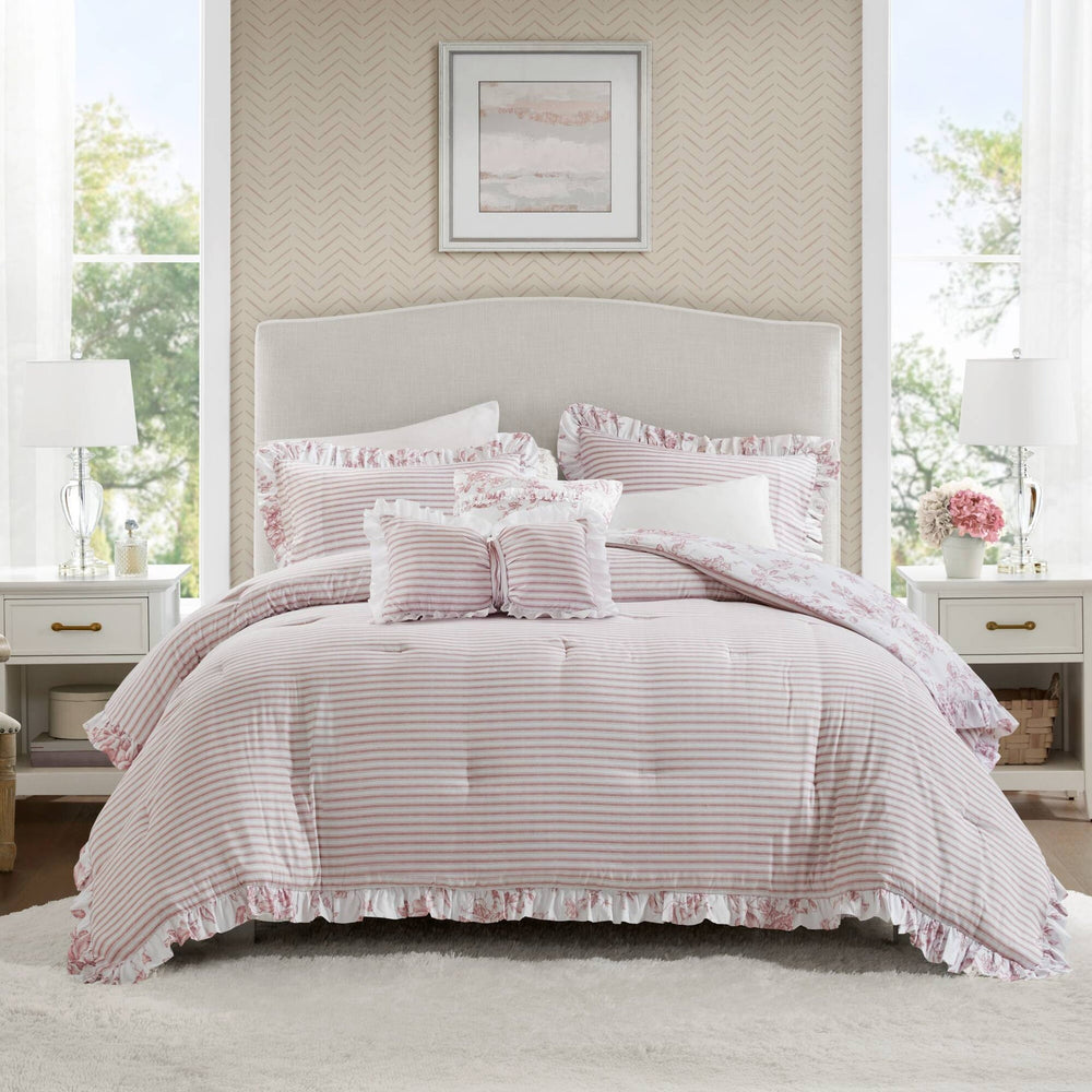 5 Pieces King Comforter Set with Decorative Pillows,Pink Media 19