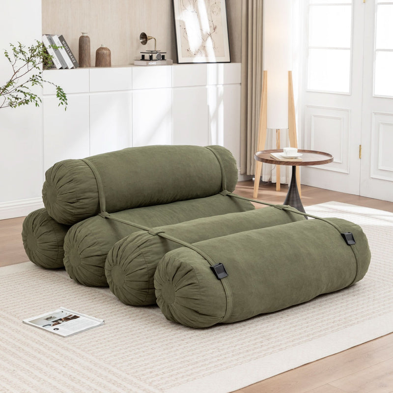 Corduroy Floor Sofa With Adjustable Straps & Multi Person Lounge Chair